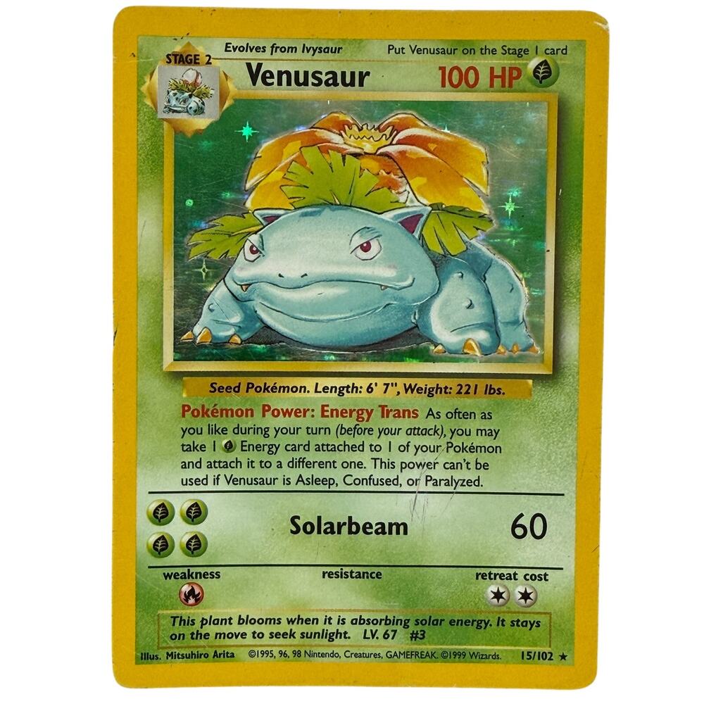 Pokémon TCG Venusaur 15/102 Base Set Unlimited 1999 Holo Foil Rare Card MP-